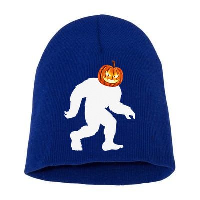 Halloween Bigfoot Pumpkin Head Sasquatch Short Acrylic Beanie