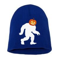 Halloween Bigfoot Pumpkin Head Sasquatch Short Acrylic Beanie