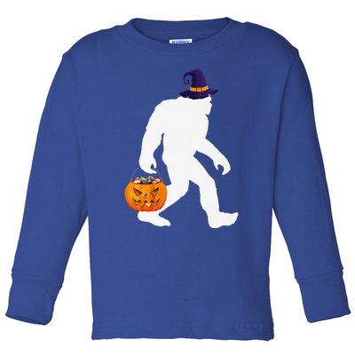 Halloween Bigfoot Pumpkin Pun October 31 Outfit Toddler Long Sleeve Shirt