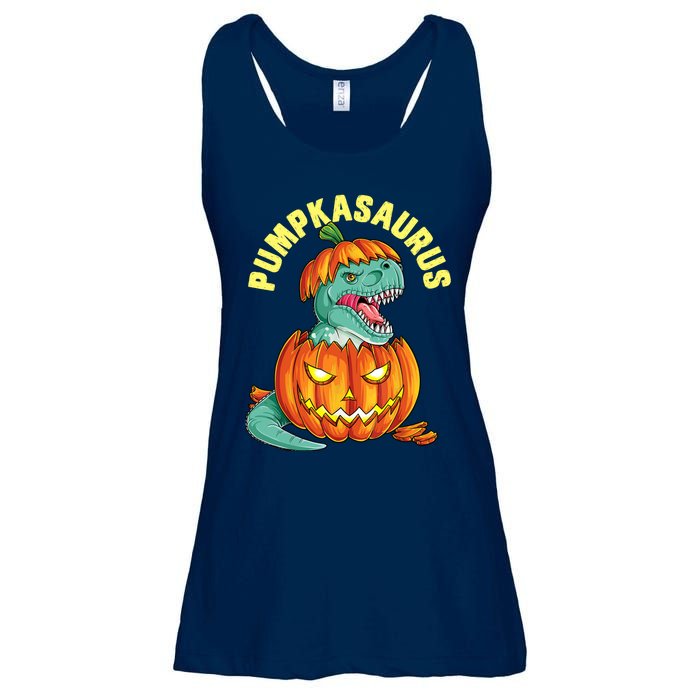 Halloween Boys  Pumpkasaurus Dinosaur Pumpkin Funny T rex Ladies Essential Flowy Tank