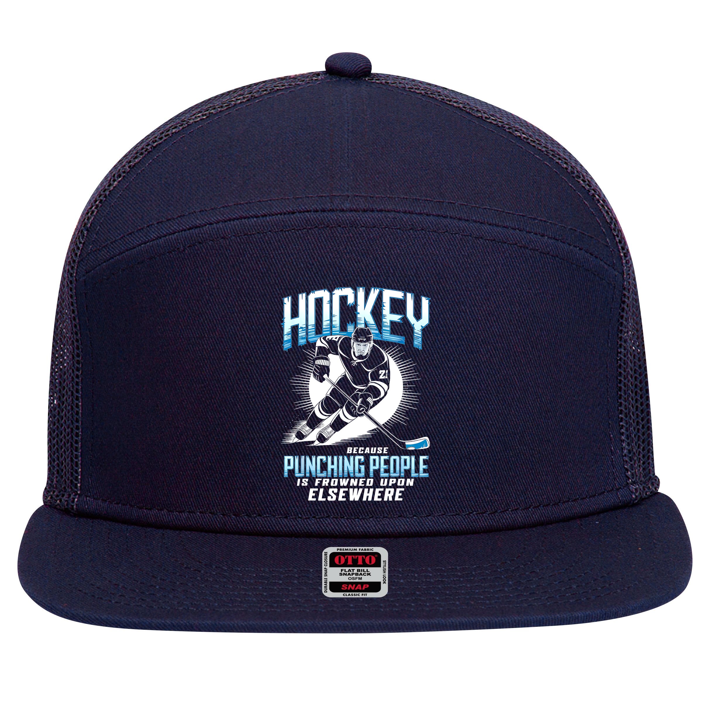 Hockey Because Punching People Ice Hockey Elsewhere Gift 7 Panel Mesh Trucker Snapback Hat