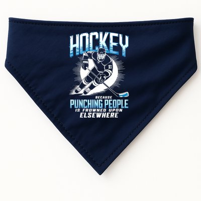 Hockey Because Punching People Ice Hockey Elsewhere Gift USA-Made Doggie Bandana