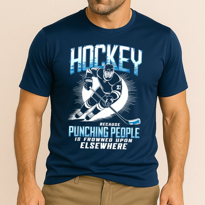 Hockey Because Punching People Ice Hockey Elsewhere Gift Cooling Performance Crew T-Shirt