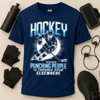 Hockey Because Punching People Ice Hockey Elsewhere Gift Cooling Performance Crew T-Shirt