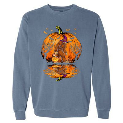 Halloween Bigfoot Pumpkin Spice Halloween Bigfoot Lover Gift Garment-Dyed Sweatshirt