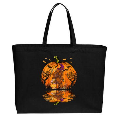 Halloween Bigfoot Pumpkin Spice Halloween Bigfoot Lover Gift Cotton Canvas Jumbo Tote