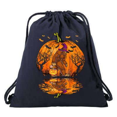 Halloween Bigfoot Pumpkin Spice Halloween Bigfoot Lover Gift Drawstring Bag