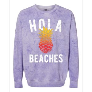 Hola Beaches Pineapple Women Funny Beach Vacation Trip Colorblast Crewneck Sweatshirt