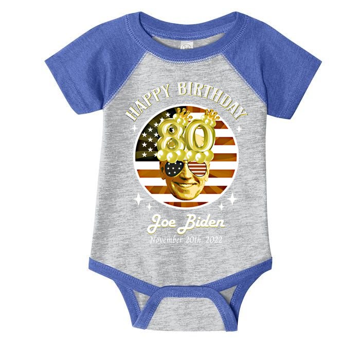 Happy Birthday President Joe Biden Usa Flag Vintage Gift Infant Baby Jersey Bodysuit