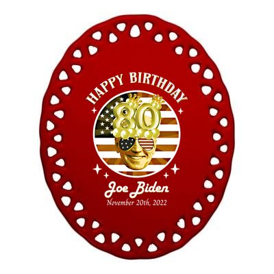 Happy Birthday President Joe Biden Usa Flag Vintage Gift Ceramic Oval Ornament