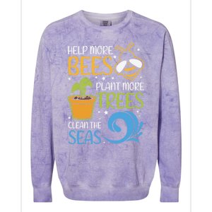 Help Bees Plant Trees Save Our Climate Change Earth Day Gift Colorblast Crewneck Sweatshirt