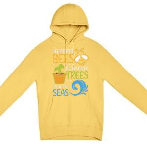 Help Bees Plant Trees Save Our Climate Change Earth Day Gift Premium Pullover Hoodie