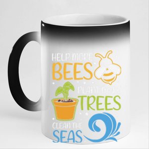 Help Bees Plant Trees Save Our Climate Change Earth Day Gift 11oz Black Color Changing Mug