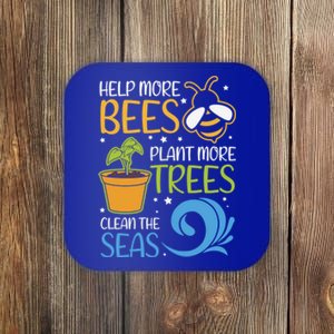 Help Bees Plant Trees Save Our Climate Change Earth Day Gift Coaster