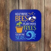 Help Bees Plant Trees Save Our Climate Change Earth Day Gift Coaster