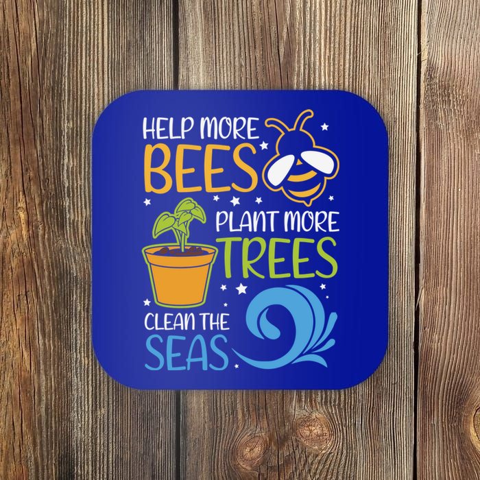 Help Bees Plant Trees Save Our Climate Change Earth Day Gift Coaster