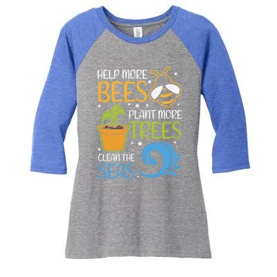 Help Bees Plant Trees Save Our Climate Change Earth Day Gift Women's Tri-Blend 3/4-Sleeve Raglan Shirt