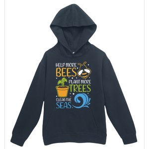 Help Bees Plant Trees Save Our Climate Change Earth Day Gift Urban Pullover Hoodie