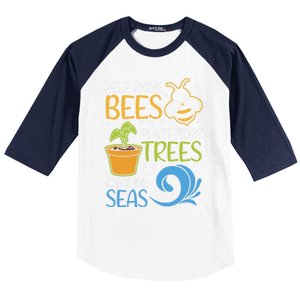 Help Bees Plant Trees Save Our Climate Change Earth Day Gift Baseball Sleeve Shirt