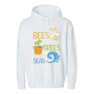 Help Bees Plant Trees Save Our Climate Change Earth Day Gift Garment-Dyed Fleece Hoodie