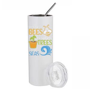 Help Bees Plant Trees Save Our Climate Change Earth Day Gift Stainless Steel Tumbler