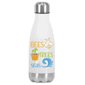 Help Bees Plant Trees Save Our Climate Change Earth Day Gift Stainless Steel Insulated Water Bottle