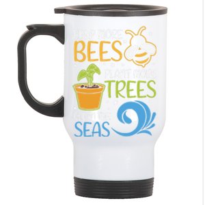 Help Bees Plant Trees Save Our Climate Change Earth Day Gift Stainless Steel Travel Mug