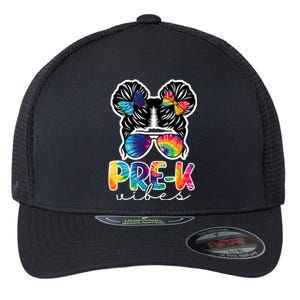 Hair Bun Pre K Vibes Back To School Flexfit Unipanel Trucker Cap