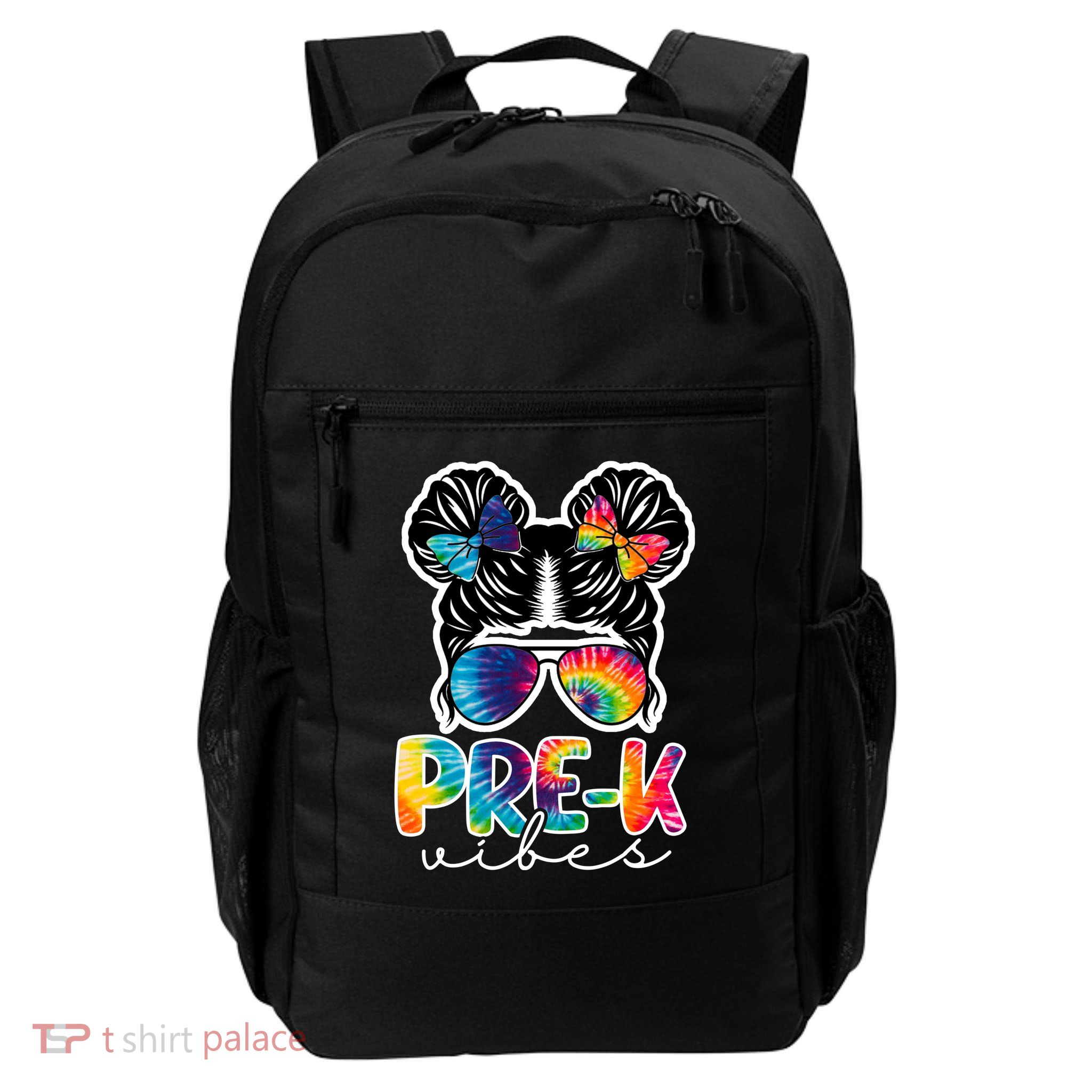 Hair Bun Pre K Vibes Back To School Daily Commute Backpack