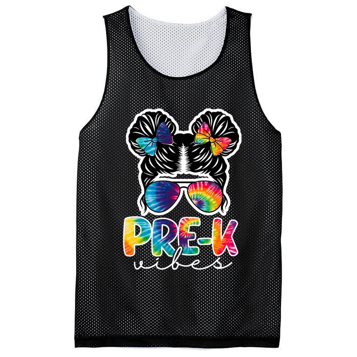 Hair Bun Pre K Vibes Back To School Mesh Reversible Basketball Jersey Tank