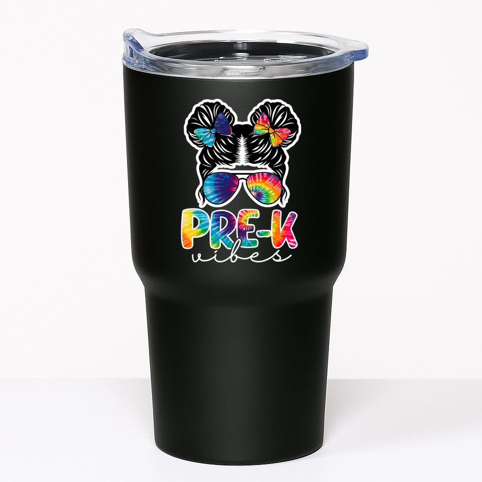 Hair Bun Pre K Vibes Back To School Tumbler