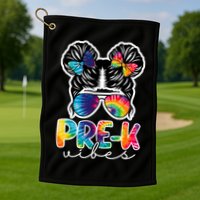 Hair Bun Pre K Vibes Back To School Golf Towel