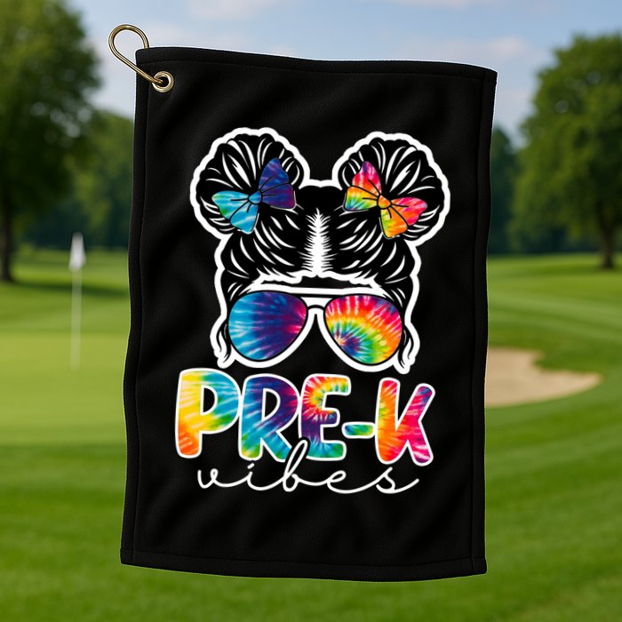 Hair Bun Pre K Vibes Back To School Golf Towel