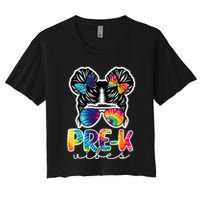 Hair Bun Pre K Vibes Back To School Women's Crop Top Tee
