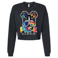 Hair Bun Pre K Vibes Back To School Cropped Pullover Crew