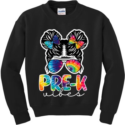 Hair Bun Pre K Vibes Back To School Kids Sweatshirt
