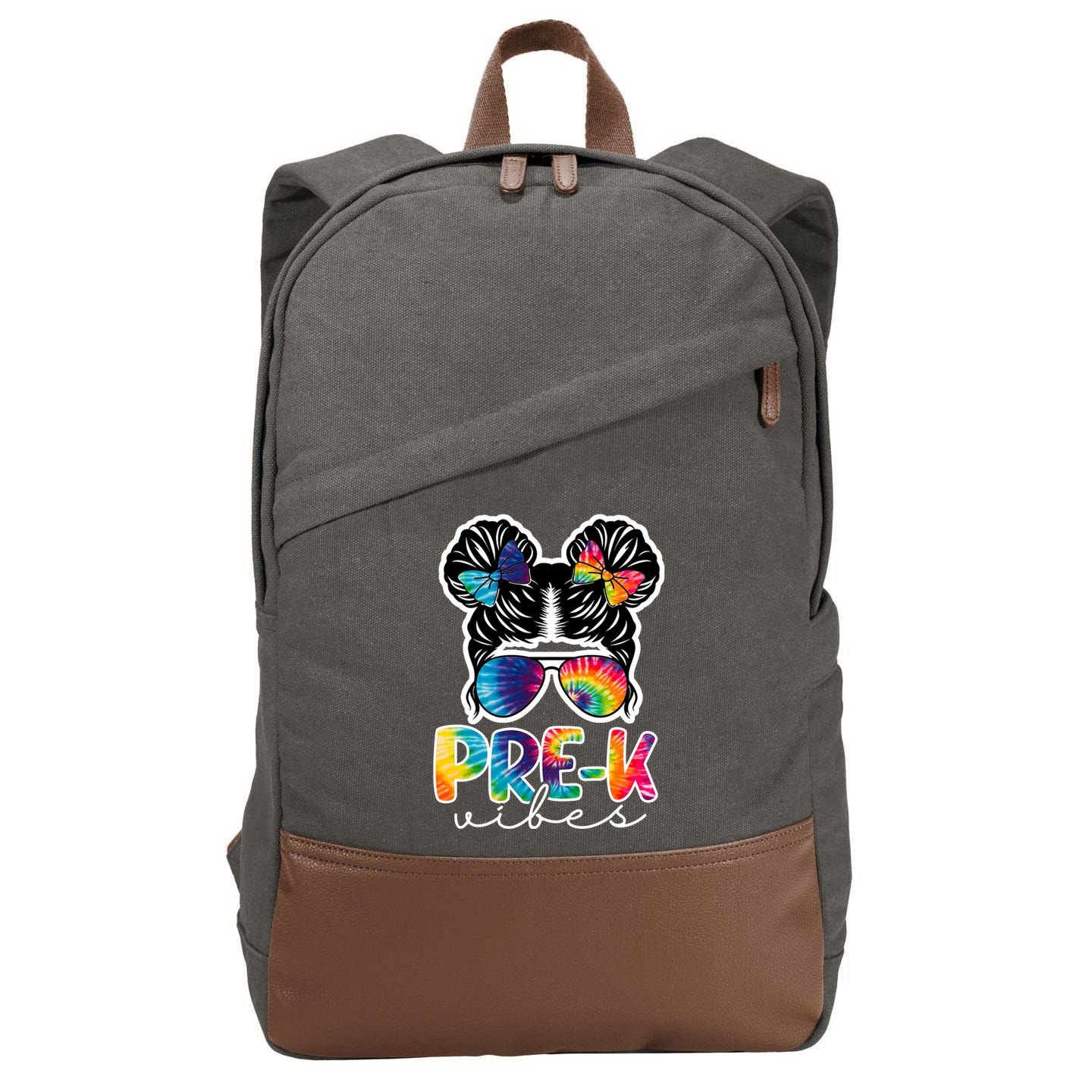 Hair Bun Pre K Vibes Back To School Cotton Canvas Backpack