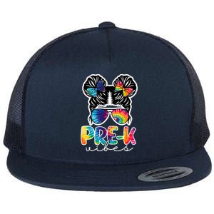 Hair Bun Pre K Vibes Back To School Flat Bill Trucker Hat