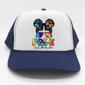 Hair Bun Pre K Vibes Back To School Trucker Hat