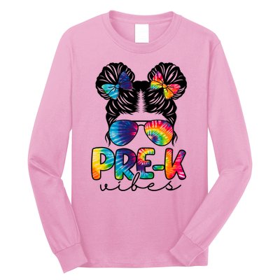 Hair Bun Pre K Vibes Back To School Long Sleeve Shirt