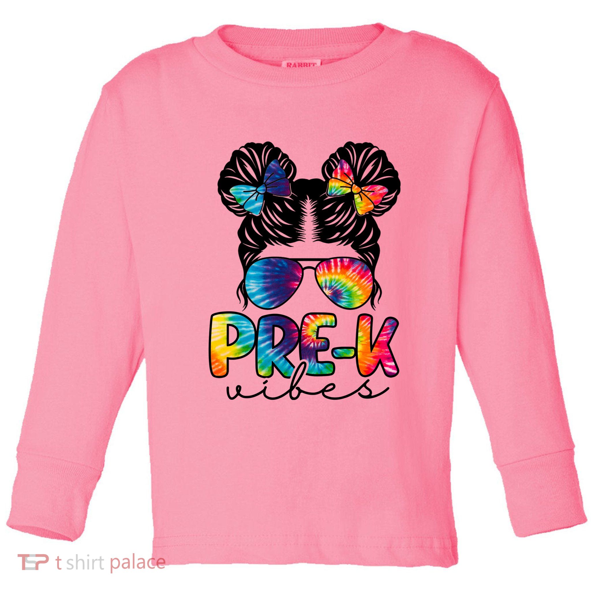 Hair Bun Pre K Vibes Back To School Toddler Long Sleeve Shirt