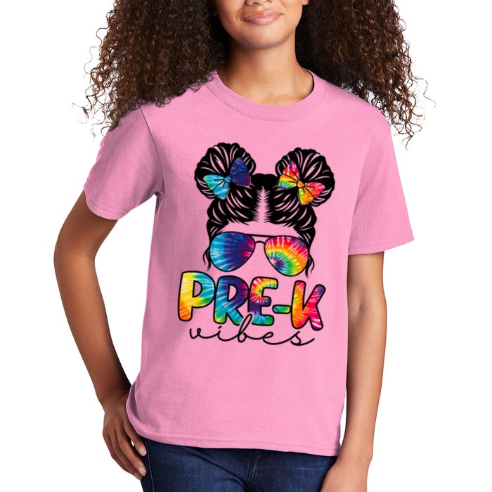 Hair Bun Pre K Vibes Back To School Kids T-Shirt