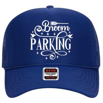 Halloween Broom Parking Broomstick Witch Funny Gift High Crown Mesh Back Trucker Hat