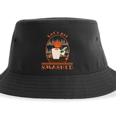 Halloween Bartending Pumpkin Bartender LetS Get Smashed Cool Gift Sustainable Bucket Hat