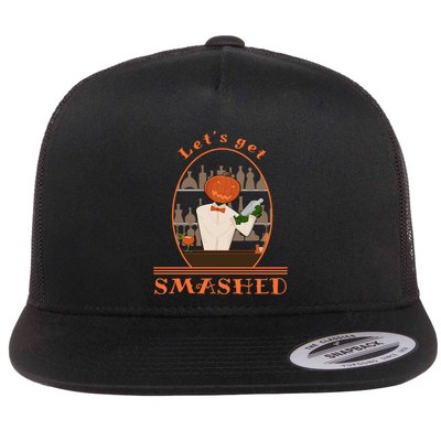 Halloween Bartending Pumpkin Bartender LetS Get Smashed Cool Gift Flatbill Hat