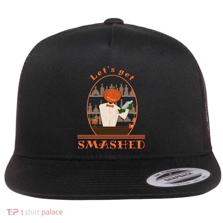 Halloween Bartending Pumpkin Bartender LetS Get Smashed Cool Gift Flatbill Hat