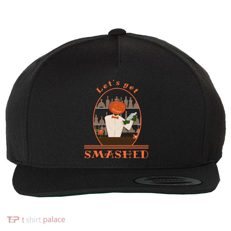 Halloween Bartending Pumpkin Bartender LetS Get Smashed Cool Gift Wool Snapback Cap