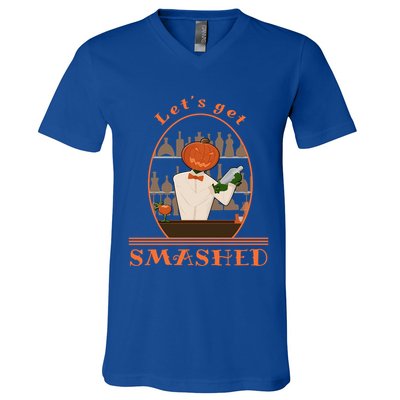Halloween Bartending Pumpkin Bartender LetS Get Smashed Cool Gift V-Neck T-Shirt