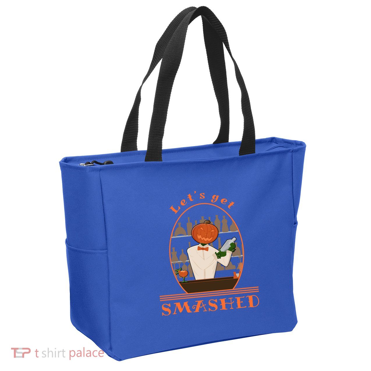 Halloween Bartending Pumpkin Bartender LetS Get Smashed Cool Gift Zip Tote Bag