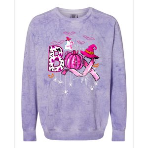 Halloween Boo Pumpkin Ribbon Witch Breast Cancer Gift Colorblast Crewneck Sweatshirt